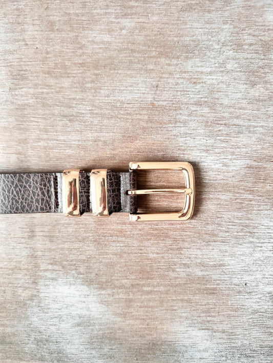 Chocolate Brown Belt — Gold Buckle (34”)