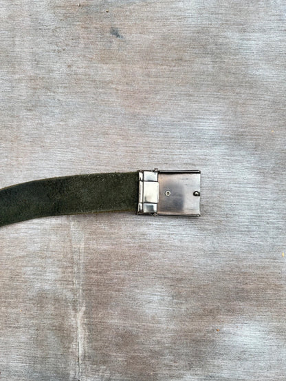 Black Leather Belt — Chrome Plate (40”)