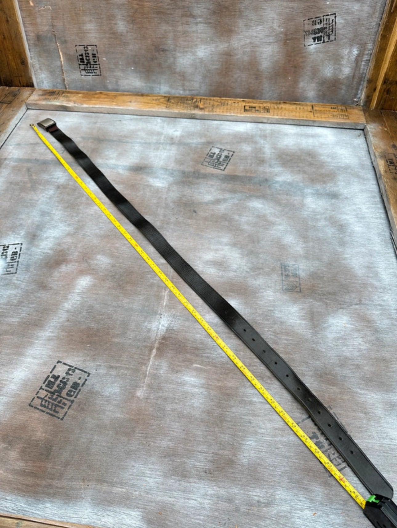 Black Leather Belt — Chrome Plate (40”)