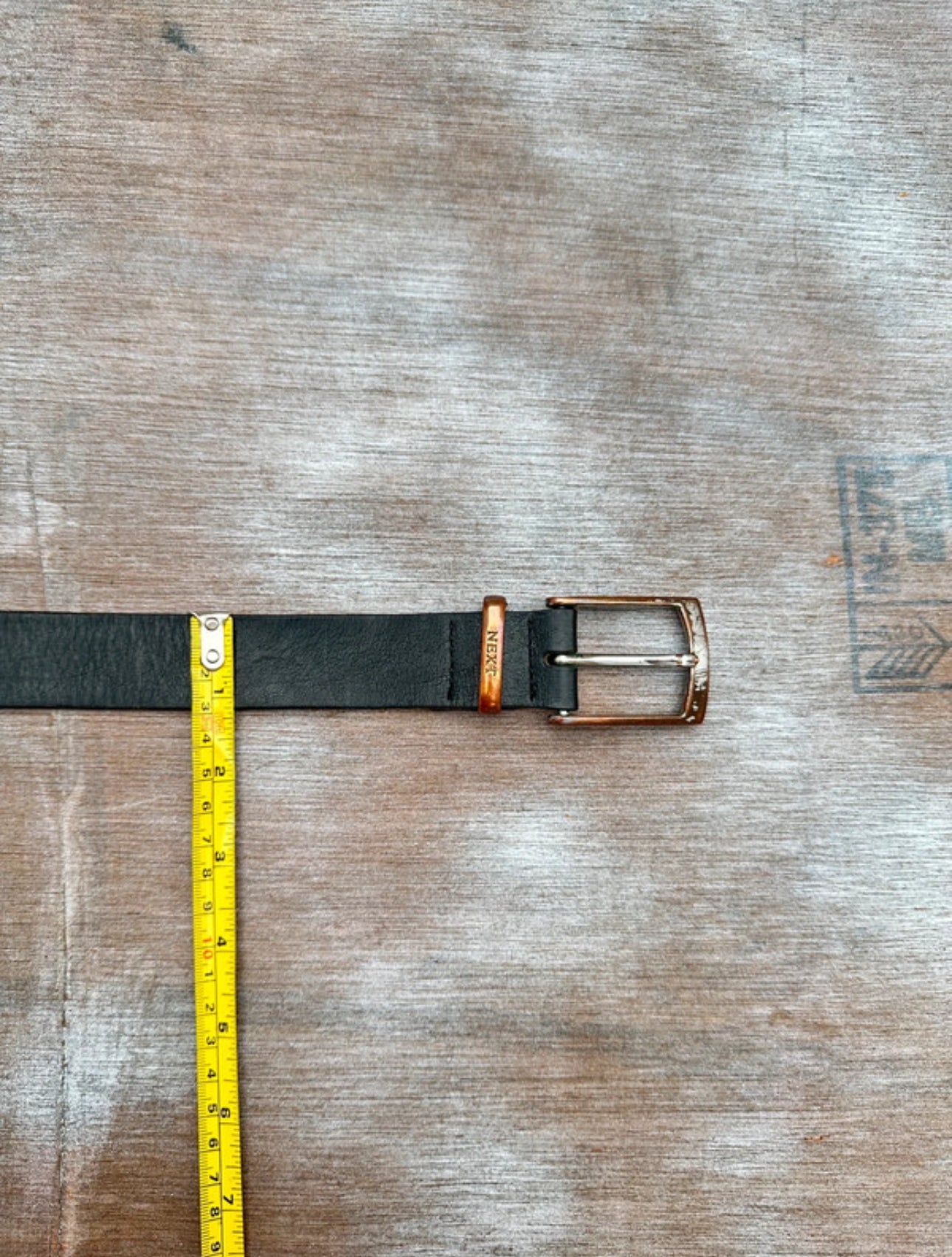 Black Leather Belt — Distressed Silver Buckle (36”)