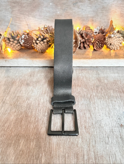 Black Leather Belt — Matte Black Buckle (40”)