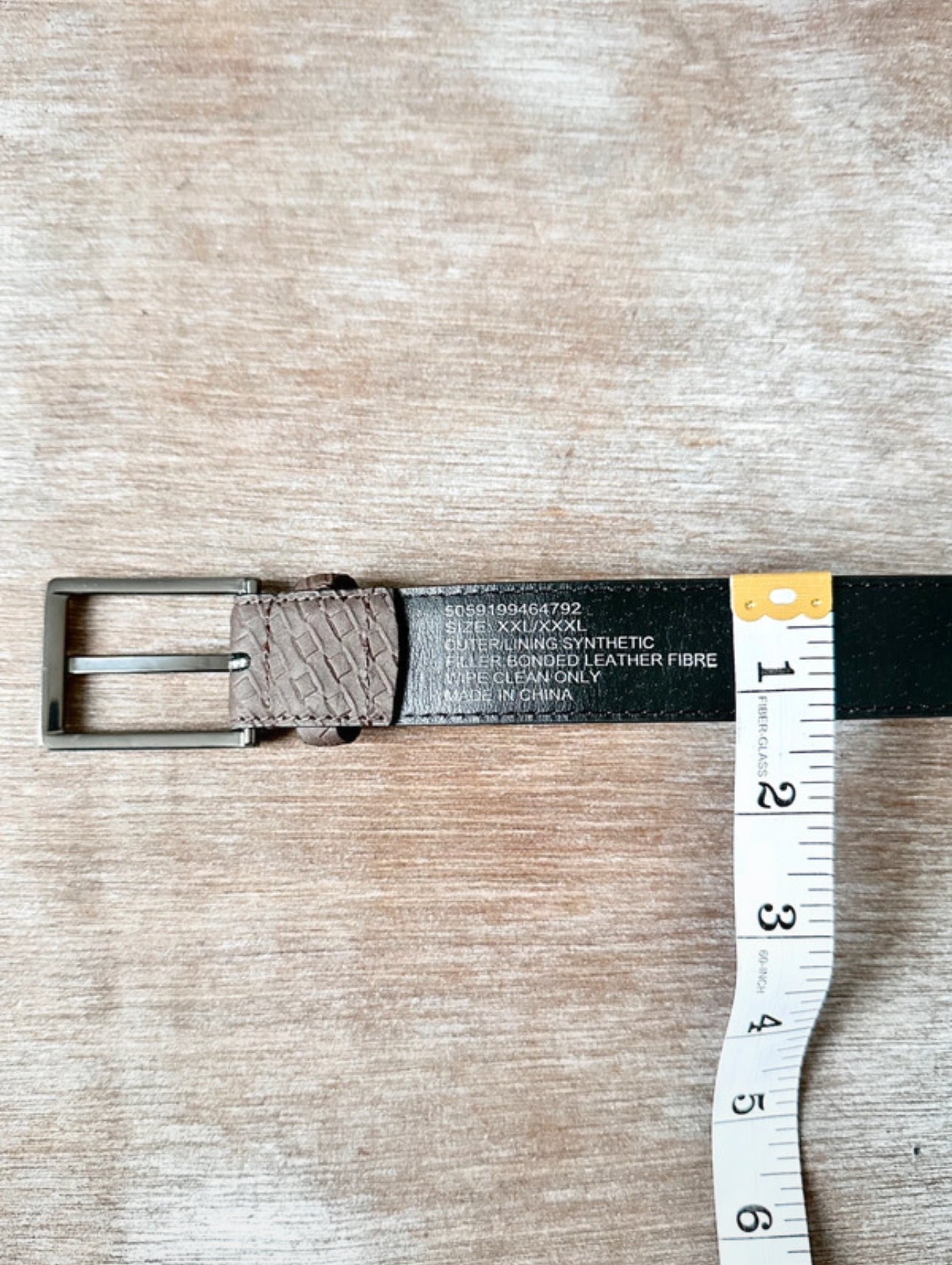 Brown Textured Belt — Gold Buckle (30”)