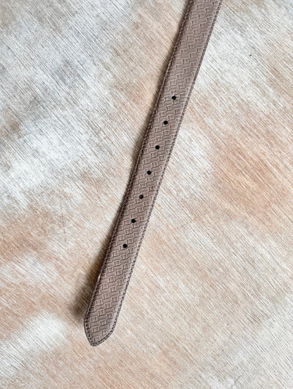 Brown Textured Belt — Gold Buckle (30”)