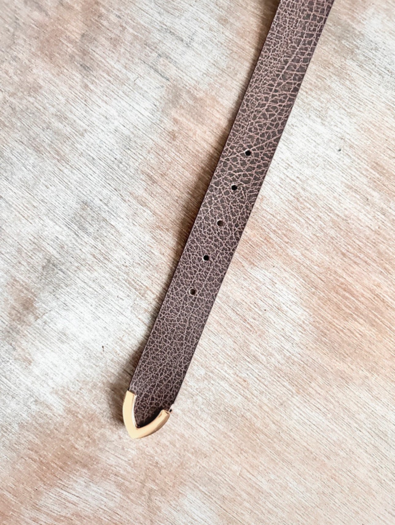 Chocolate Brown Belt — Gold Buckle (34”)
